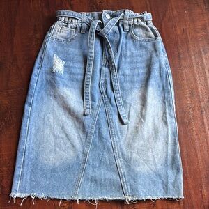 SHEIN kids girls Denim Midi Skirt with Belt